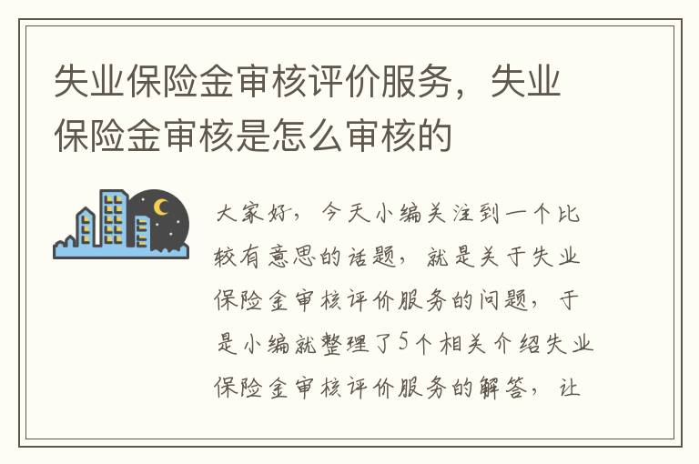 失业保险金审核评价服务，失业保险金审核是怎么审核的