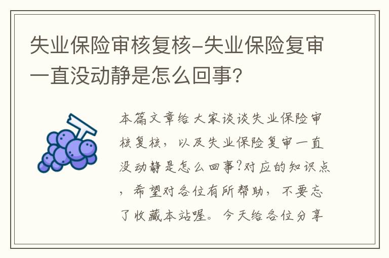 失业保险审核复核-失业保险复审一直没动静是怎么回事?