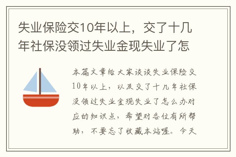 失业保险交10年以上，交了十几年社保没领过失业金现失业了怎么办