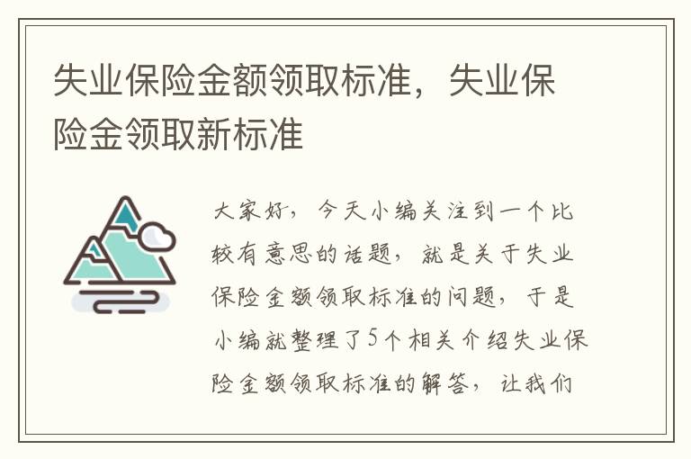 失业保险金额领取标准，失业保险金领取新标准