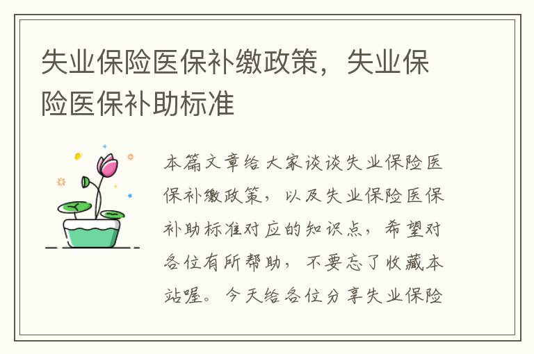 失业保险医保补缴政策，失业保险医保补助标准