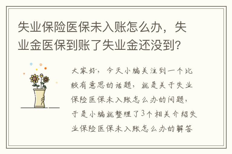 失业保险医保未入账怎么办，失业金医保到账了失业金还没到?