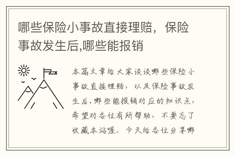 哪些保险小事故直接理赔，保险事故发生后,哪些能报销