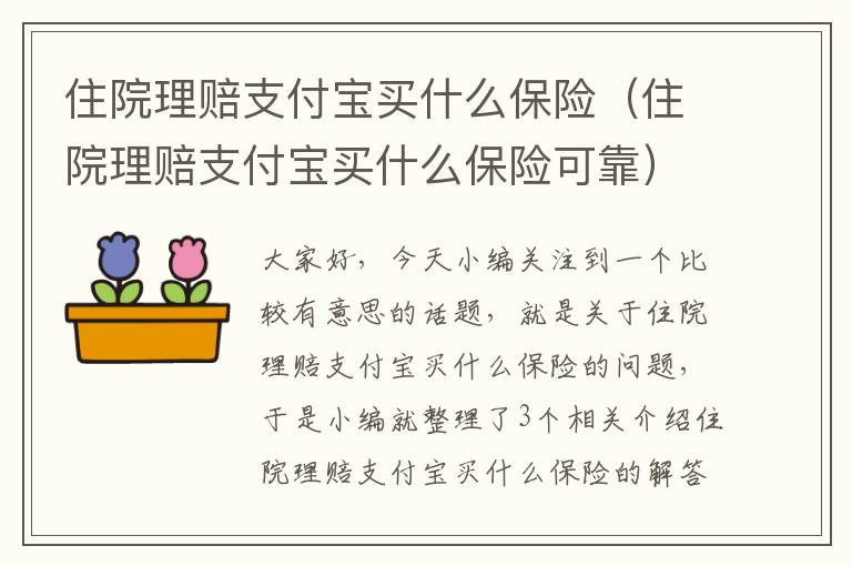 住院理赔支付宝买什么保险（住院理赔支付宝买什么保险可靠）