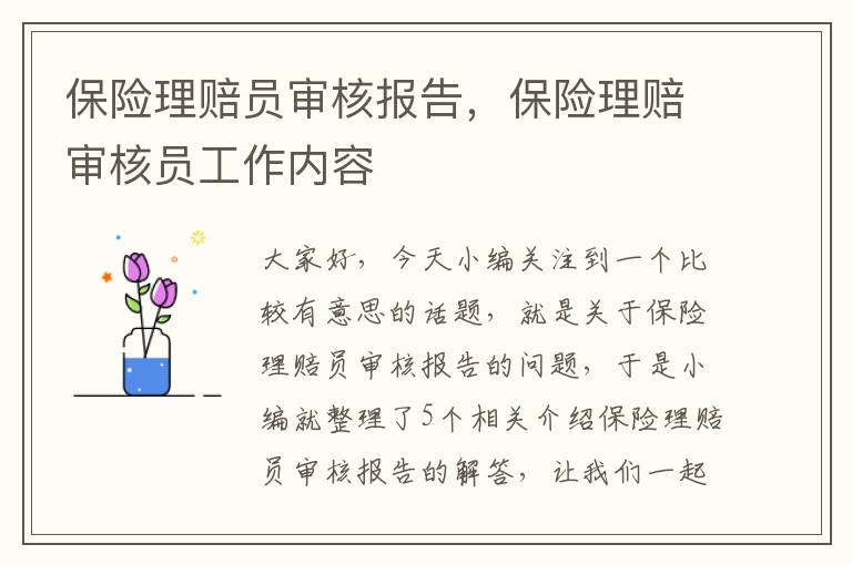 保险理赔员审核报告，保险理赔审核员工作内容