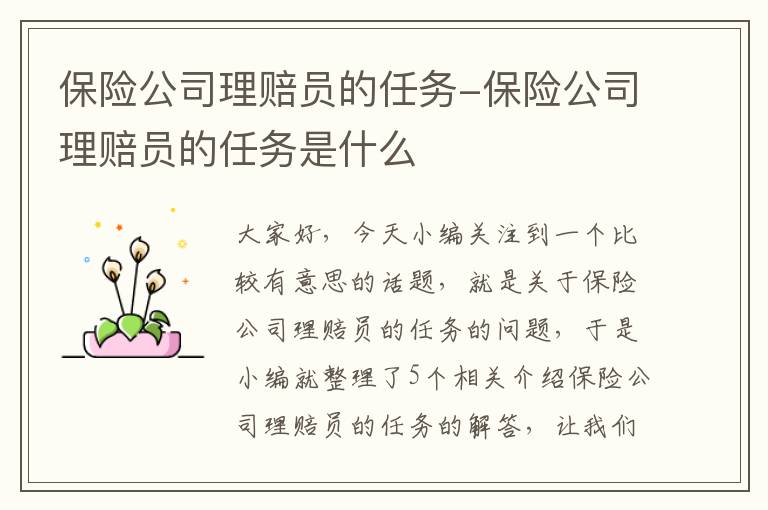 保险公司理赔员的任务-保险公司理赔员的任务是什么