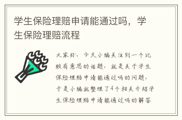 学生保险理赔申请能通过吗，学生保险理赔流程