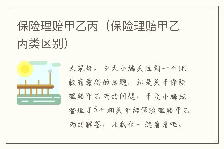 保险理赔甲乙丙（保险理赔甲乙丙类区别）