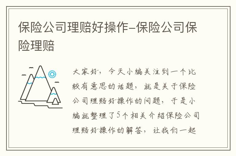 保险公司理赔好操作-保险公司保险理赔