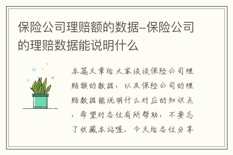 保险公司理赔额的数据-保险公司的理赔数据能说明什么