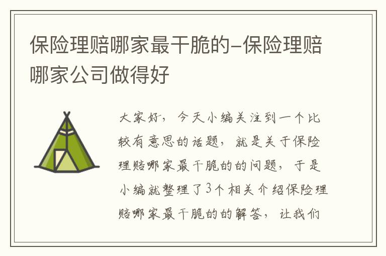 保险理赔哪家最干脆的-保险理赔哪家公司做得好