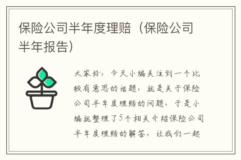 保险公司半年度理赔（保险公司半年报告）