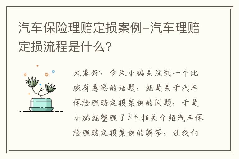 汽车保险理赔定损案例-汽车理赔定损流程是什么?