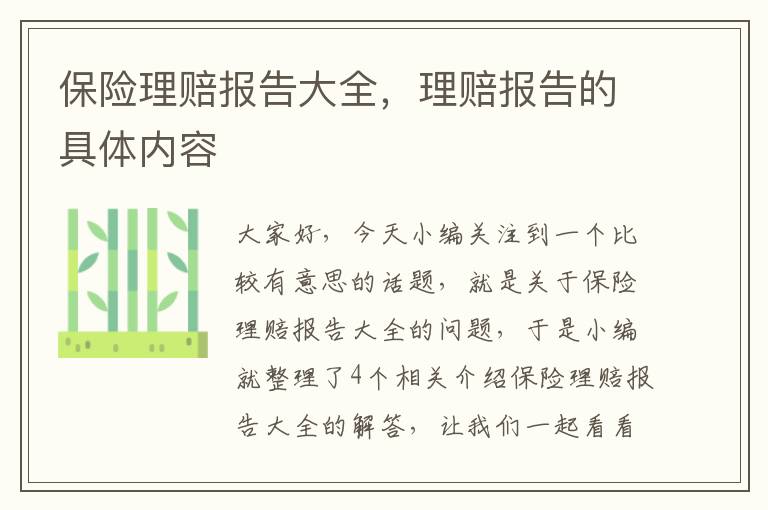 保险理赔报告大全，理赔报告的具体内容