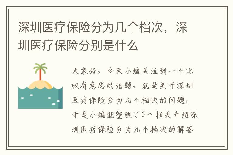 深圳医疗保险分为几个档次，深圳医疗保险分别是什么