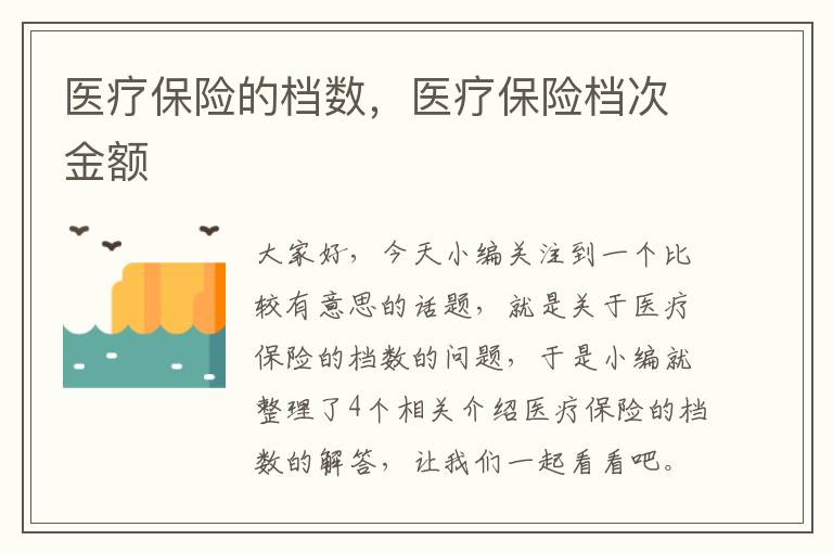 医疗保险的档数，医疗保险档次金额