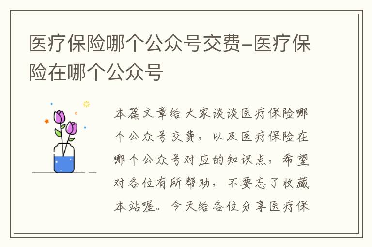 医疗保险哪个公众号交费-医疗保险在哪个公众号