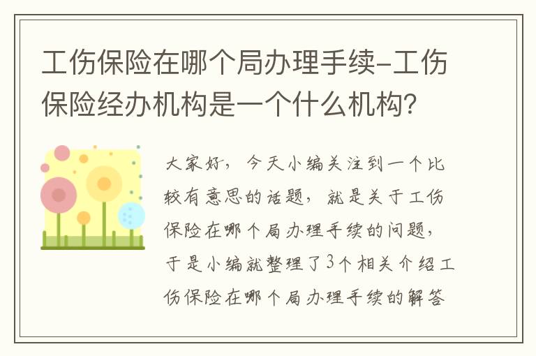 工伤保险在哪个局办理手续-工伤保险经办机构是一个什么机构？