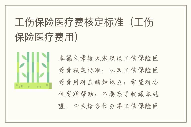 工伤保险医疗费核定标准（工伤保险医疗费用）