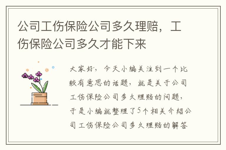 公司工伤保险公司多久理赔，工伤保险公司多久才能下来