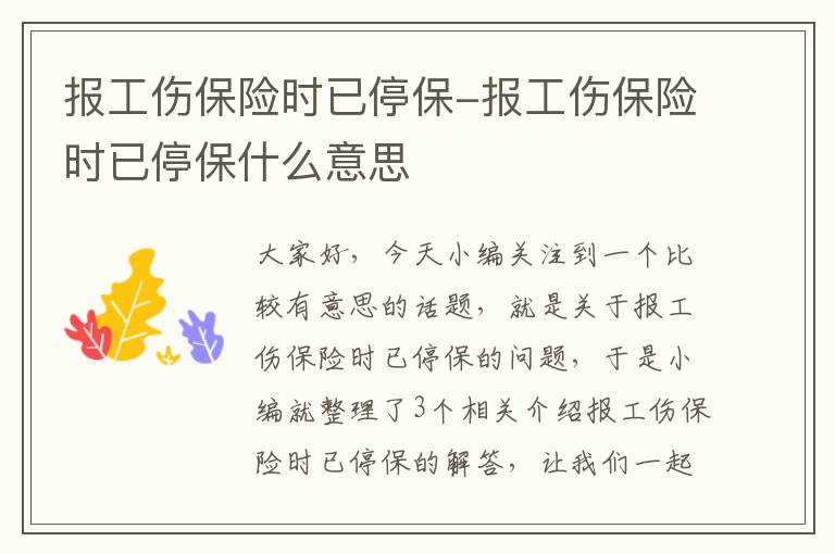 报工伤保险时已停保-报工伤保险时已停保什么意思