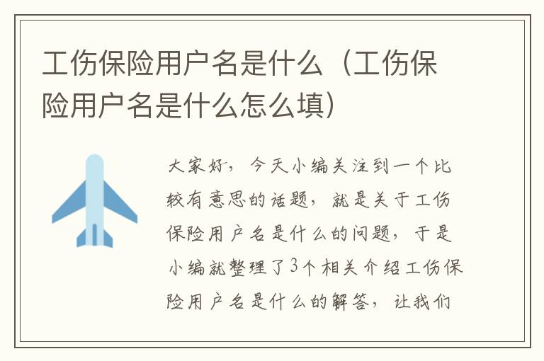 工伤保险用户名是什么（工伤保险用户名是什么怎么填）