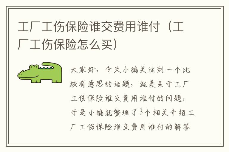 工厂工伤保险谁交费用谁付（工厂工伤保险怎么买）