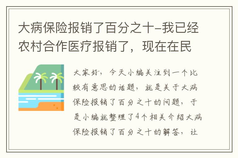 大病保险报销了百分之十-我已经农村合作医疗报销了，现在在民政报销，但是大病救助表上面有个大病保险报销，怎么办？