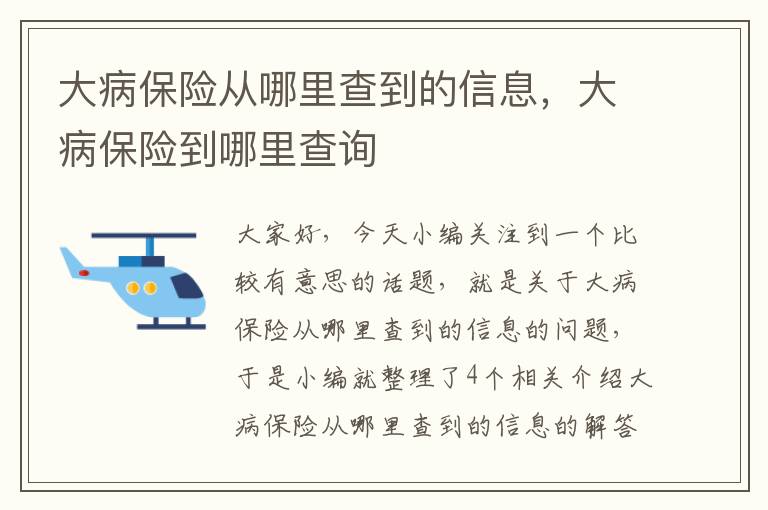 大病保险从哪里查到的信息，大病保险到哪里查询