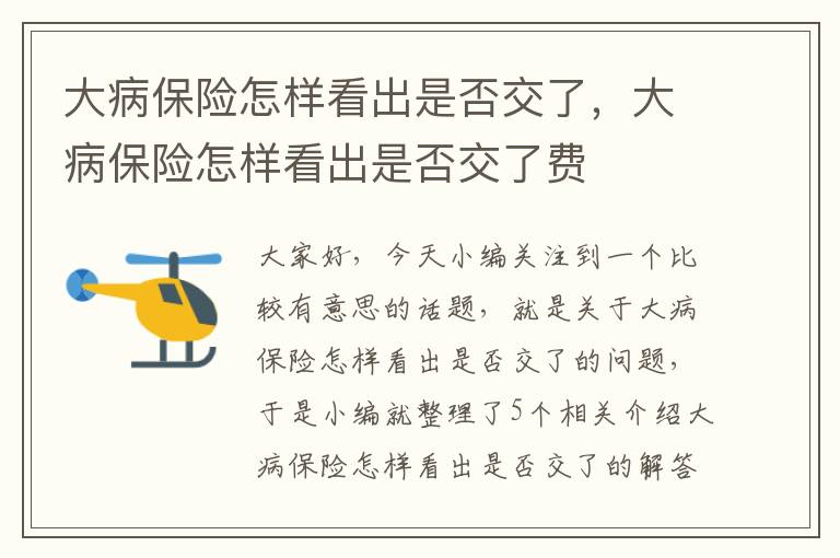 大病保险怎样看出是否交了，大病保险怎样看出是否交了费