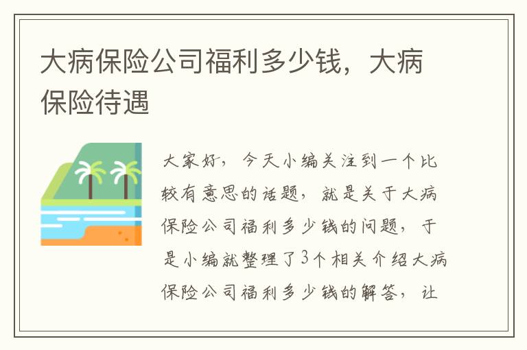 大病保险公司福利多少钱，大病保险待遇