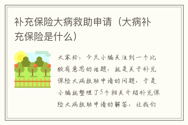 补充保险大病救助申请（大病补充保险是什么）