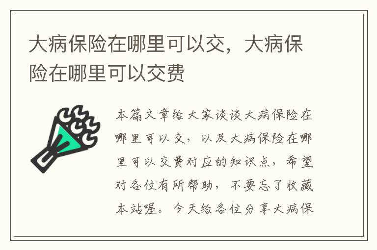 大病保险在哪里可以交，大病保险在哪里可以交费