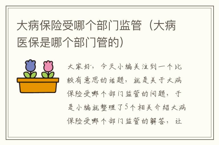 大病保险受哪个部门监管（大病医保是哪个部门管的）