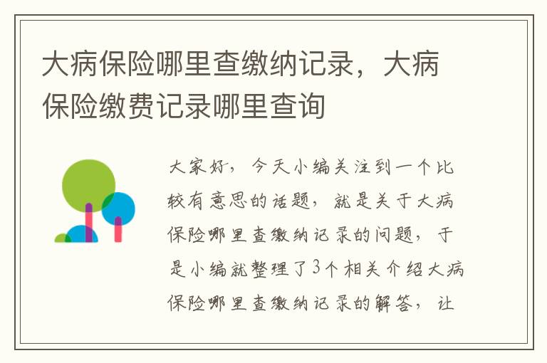 大病保险哪里查缴纳记录，大病保险缴费记录哪里查询