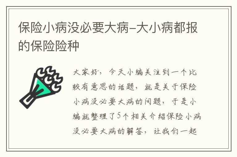 保险小病没必要大病-大小病都报的保险险种