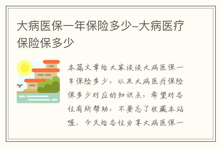 大病医保一年保险多少-大病医疗保险保多少