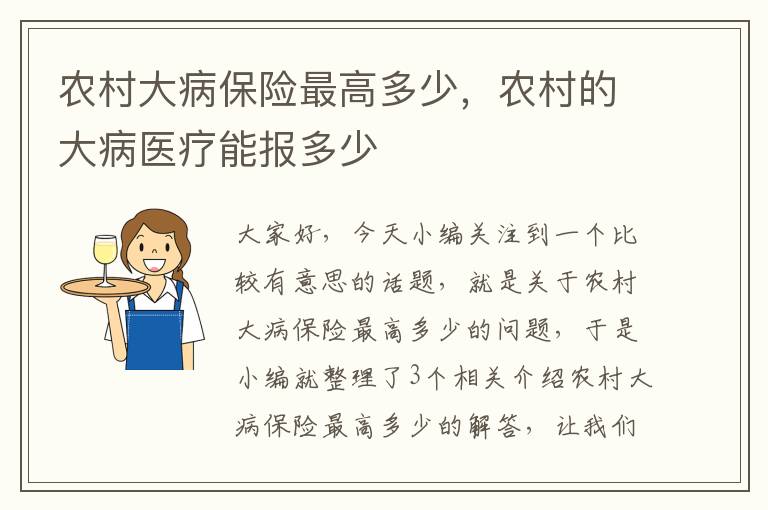 农村大病保险最高多少，农村的大病医疗能报多少