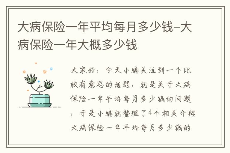 大病保险一年平均每月多少钱-大病保险一年大概多少钱