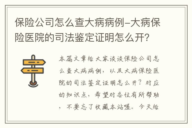 保险公司怎么查大病病例-大病保险医院的司法鉴定证明怎么开？