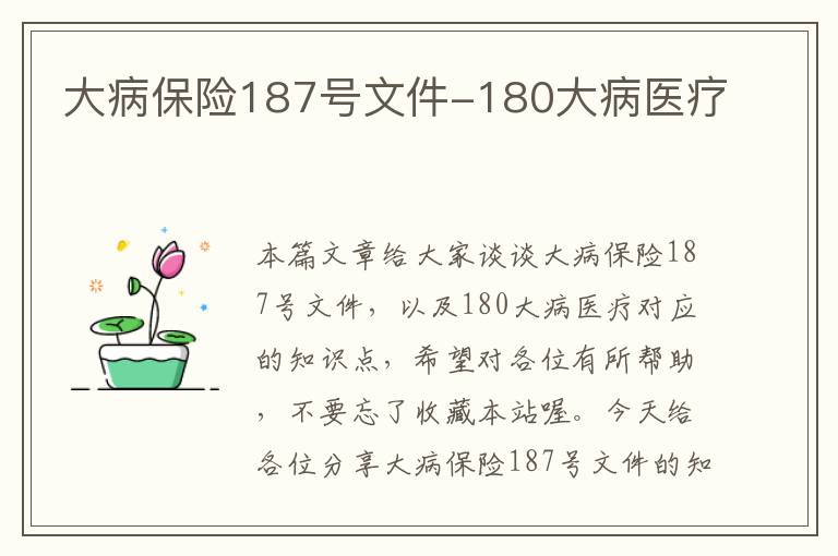 大病保险187号文件-180大病医疗