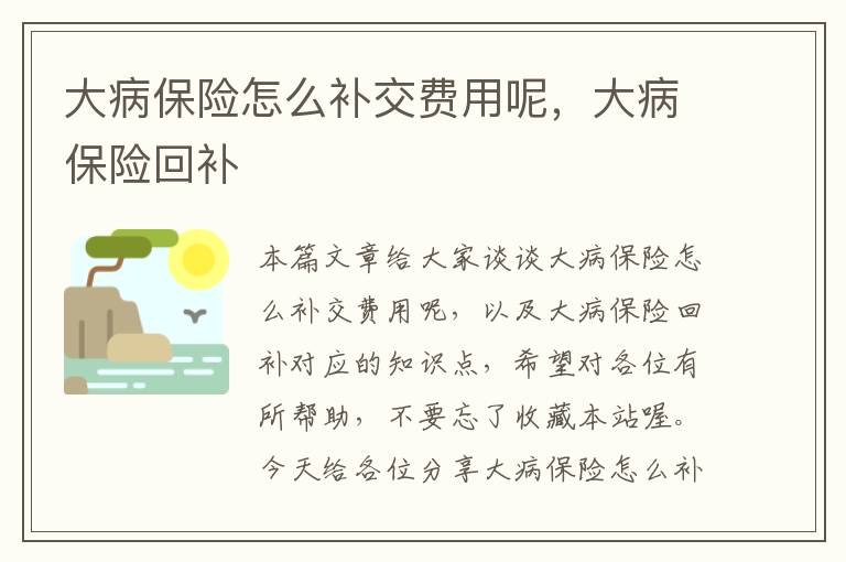 大病保险怎么补交费用呢，大病保险回补