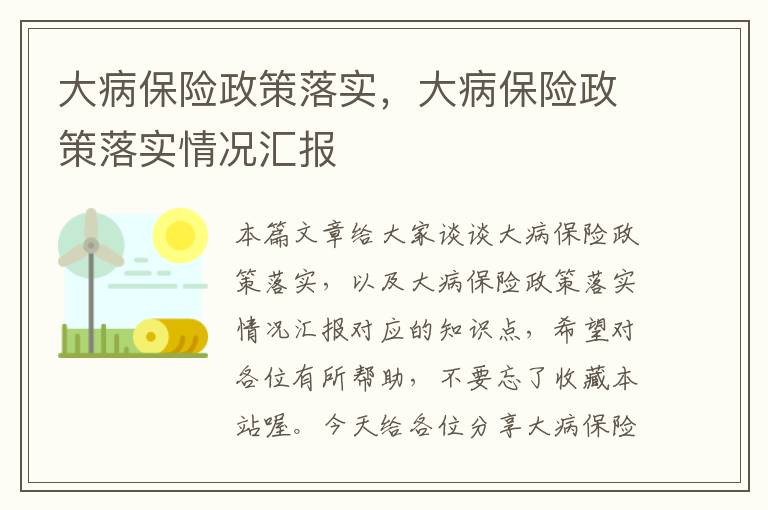 大病保险政策落实，大病保险政策落实情况汇报