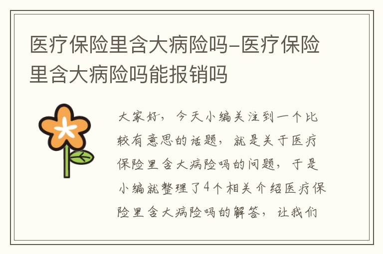 医疗保险里含大病险吗-医疗保险里含大病险吗能报销吗