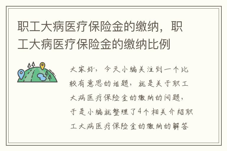 职工大病医疗保险金的缴纳，职工大病医疗保险金的缴纳比例