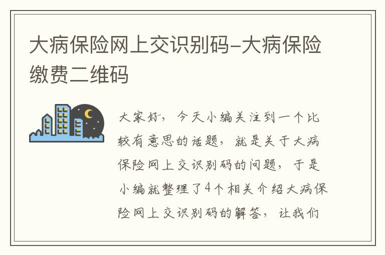 大病保险网上交识别码-大病保险缴费二维码