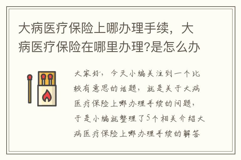 大病医疗保险上哪办理手续，大病医疗保险在哪里办理?是怎么办理的?