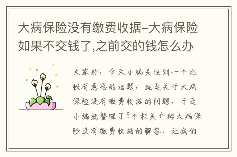 大病保险没有缴费收据-大病保险如果不交钱了,之前交的钱怎么办