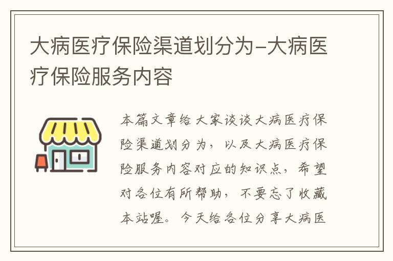 大病医疗保险渠道划分为-大病医疗保险服务内容