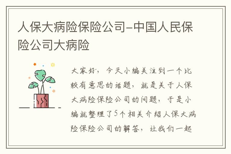 人保大病险保险公司-中国人民保险公司大病险